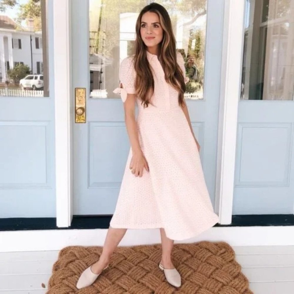 Gal Meets Glam Judith Dress in Pink Eyelet 0